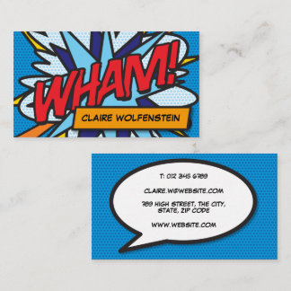CARTE DE VISITE LIVRE DE BANDE DESSINÉE RÉTRO AMUSANT WHAM