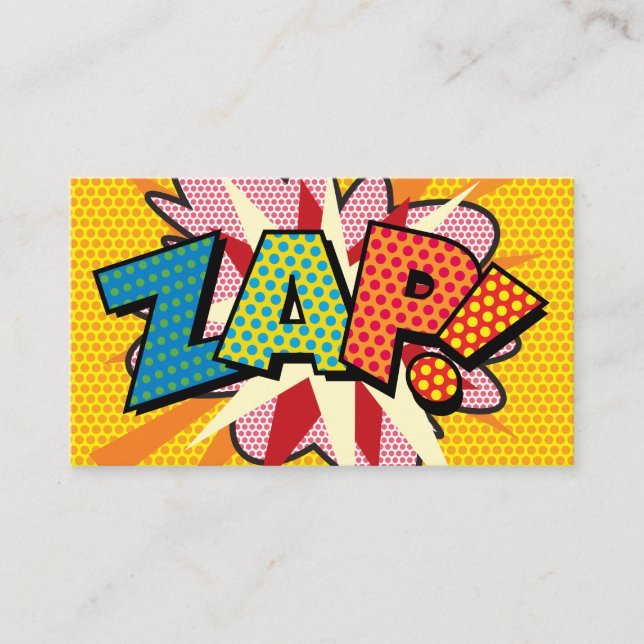 Carte De Visite Livre de bande dessinée rétro ZAP Fun (Devant)