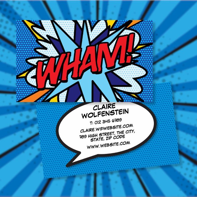 Carte De Visite Livre de BD Pop Art personnalisé WHAM (Personalized Pop Art Comic Book WHAM Business Card)