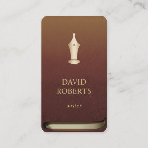 Carte De Visite Livre de professionnel de logo de stylo d'or