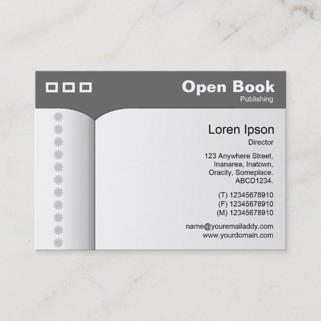Carte De Visite Livre ouvert - Grey 666666 (Devant)