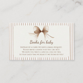 Carte De Visite Livres à arc beige neutre pour bébé