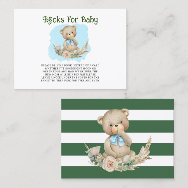 Carte De Visite Livres À Ours En Teddy Pour Bébé (Devant / Derrière)