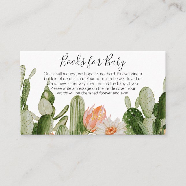 Carte De Visite Livres Baby showers Cactus pour bébé (Devant)