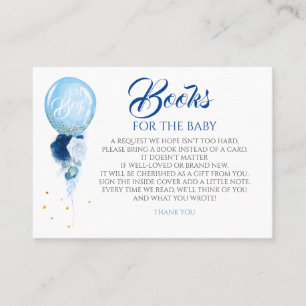 Carte De Visite Livres Blue Floral Gold Baby shower Pour Bébé