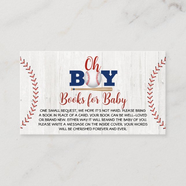 Carte De Visite Livres de Baby shower de baseball pour bébé (Devant)