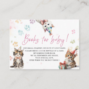 Carte De Visite Livres de fête d'anniversaire de chaton aquarelle