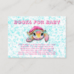 Carte De Visite Livres de tortue rose et Turquoise pour bébé