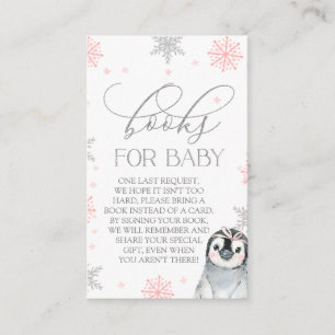 Carte De Visite Livres En Argent Pour Baby shower Pingouin Bébé In