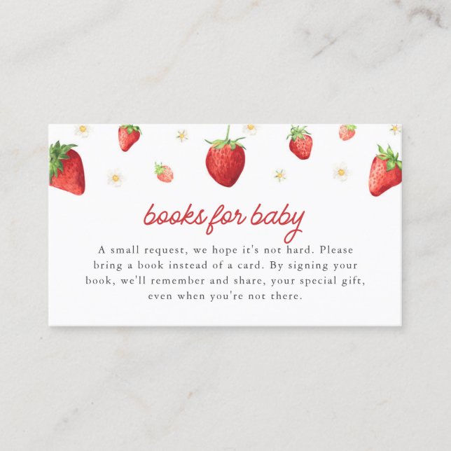 Carte De Visite Livres fraises pour Baby Card Berry Sweet Douche (Devant)