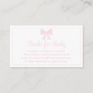 Carte De Visite Livres Pour Baby Pink Bow Preppy Baby shower