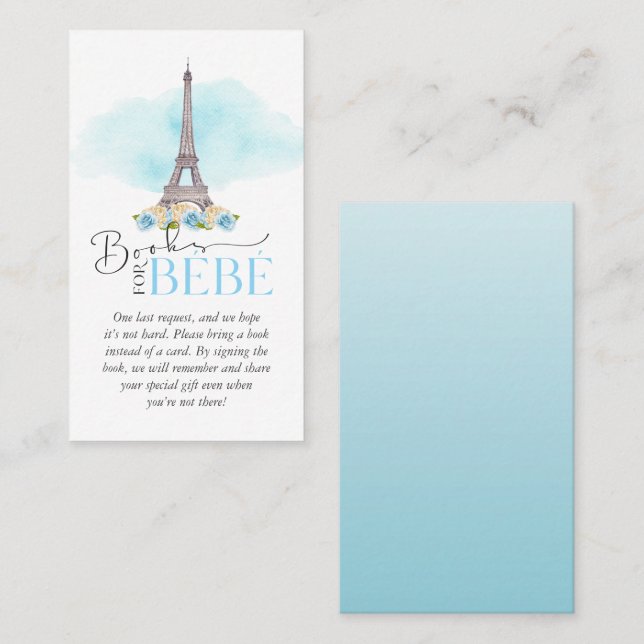 Carte De Visite Livres pour Baby shower Bébé Insérer (Devant / Derrière)