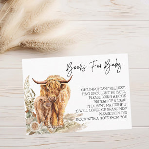 Carte De Visite Livres pour Baby shower Highland Cow Boho
