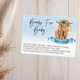 Carte De Visite Livres pour Baby shower Highland Cow Boy Calf