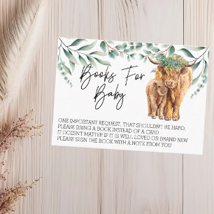 Carte De Visite Livres pour Baby shower Highland Cow Eucalyptus