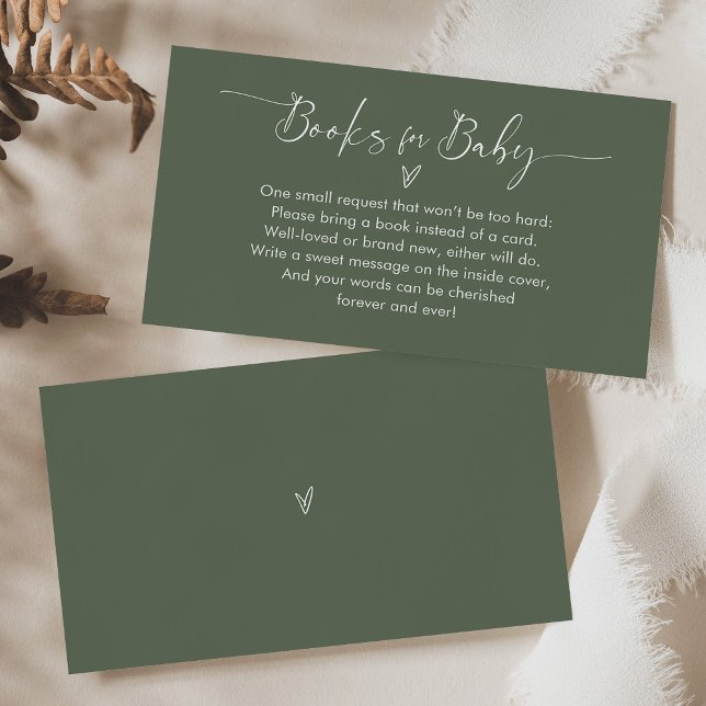 Carte De Visite Livres simples Sage Green pour Baby Insert Card (Créateur téléchargé)