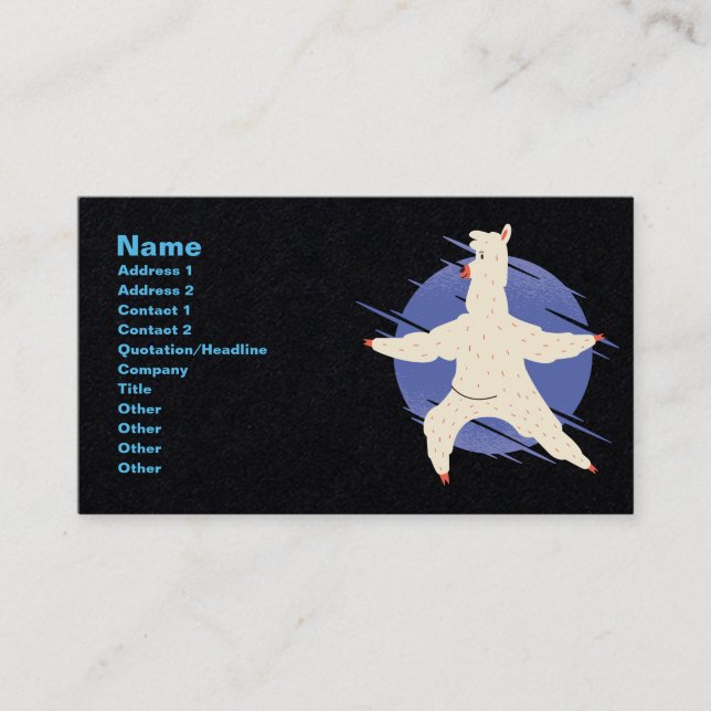 Carte De Visite Llama Yoga (Devant)