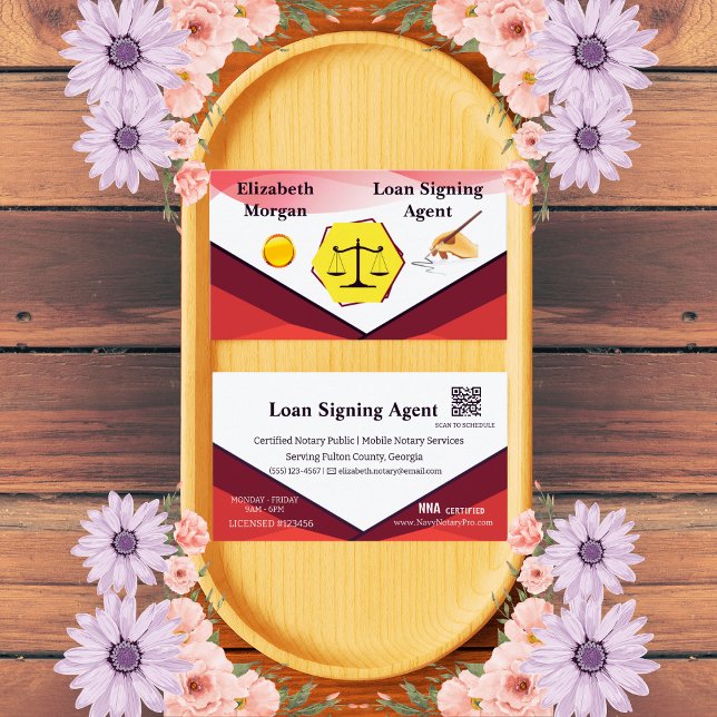 Carte De Visite Loan Signing Agent Notary Card with QR Code  (Créateur téléchargé)