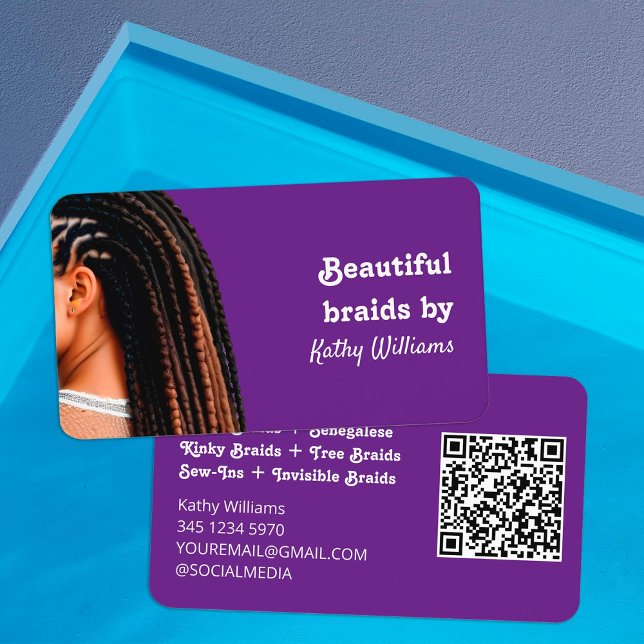 Carte De Visite 👩 ‍ 🦱 local personnalisé QR (Loctician Custom QR Business Cards)