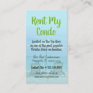Carte De Visite Location de condo côtier avec chaises de plage