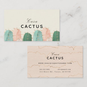 Carte De Visite Location de vacances de cactus rose et vert Airbnb