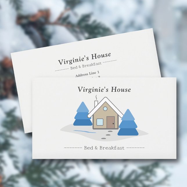 Carte De Visite Location de vacances d'hiver, Chambres d'hôte (Winter Vacation Rental, Bed & Breakfast Business Card)