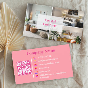 Carte De Visite Location de vacances rose Guest House QR Code