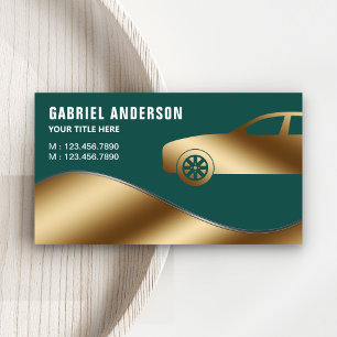 Carte De Visite Location de voiture de luxe en or vert foncé avec 