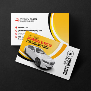 Carte De Visite Location de voiture jaune professionnelle Automobi