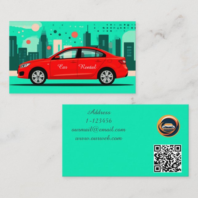 Carte De Visite Location de voiture personnalisée Code QR professi (Devant / Derrière)