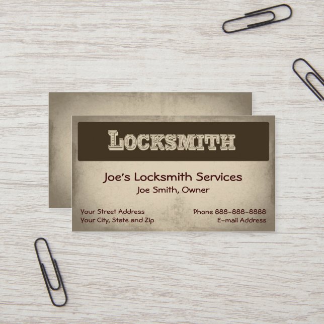 Carte de visite Locksmith (Devant/Arrière en situation)