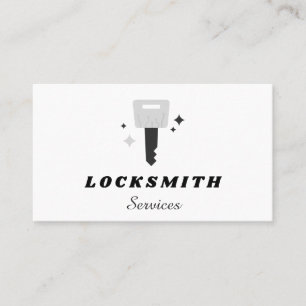 Carte De Visite Locksmith Services Clé Gris & Étincelle Classique