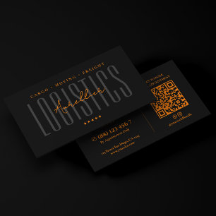 Carte De Visite Logistique de fret de marchandises Noir Orange