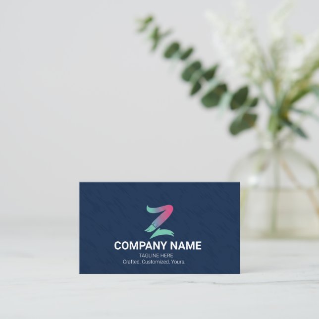 Carte De Visite Logo à dégradé créatif bleu marine moderne  (Debout devant)