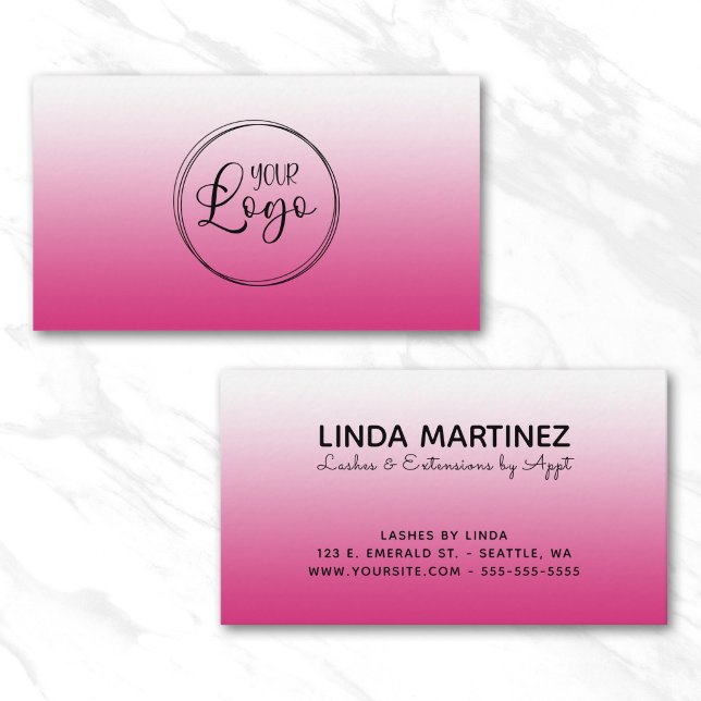 Carte De Visite Logo à dégradé de rose fuchsia chaud (Hot Fuchsia Pink Gradient Logo Business Card)