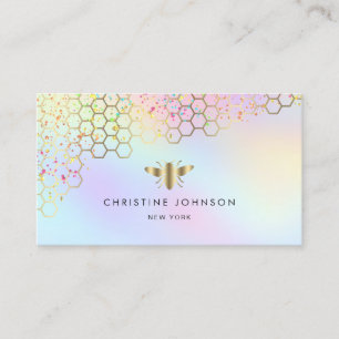 Carte De Visite logo abeille nid d'abeille fausse parties scintill