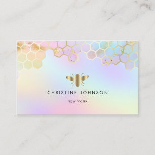 Carte De Visite logo abeille nid d'abeille sur pastels arrière - p