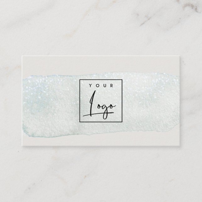 Carte De Visite Logo Abstrait Aqua Blue Brush Watercolor (Devant)