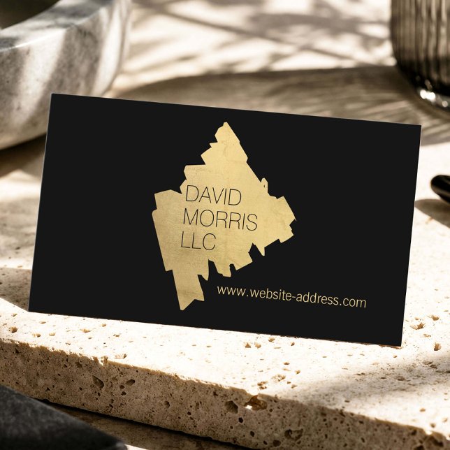 Carte De Visite Logo abstrait de luxe avec coup de pinceau doré su (Créateur téléchargé)