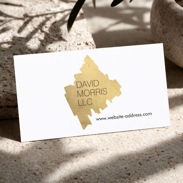 Carte De Visite Logo abstrait de luxe avec coup de pinceau doré su (Créateur téléchargé)