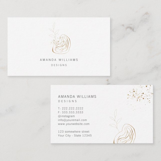 Carte De Visite Logo Abstrait minimal Gold Designer (Devant / Derrière)