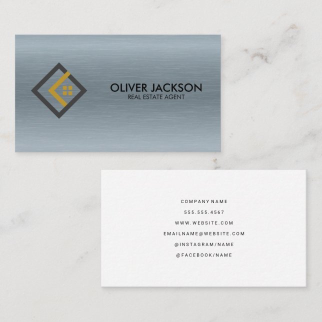 Carte De Visite Logo | Agent immobilier | Construction (Devant / Derrière)