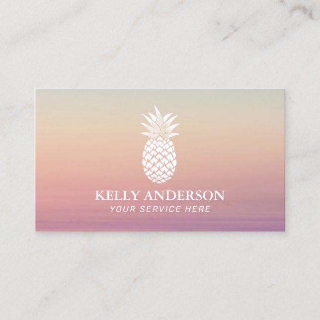 Carte De Visite Logo Ananas Elegant Pastel Ombre (Devant)