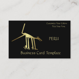 Carte De Visite Logo Ancien Métallisé Doré Lignes Péruviennes