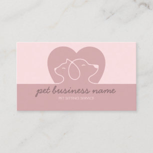 Carte De Visite Logo animal de compagnie Chien Chat Cœur rose vété