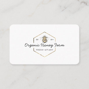 Carte De Visite Logo Apiariste Gold Bumble Bee Honeypeb
