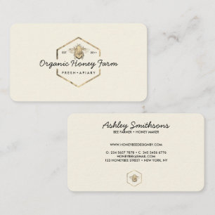 Carte De Visite Logo Apiariste Jaune Bumble Or Bee Honeypeb