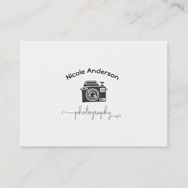 Carte De Visite Logo Appareil Photo Moderne Minimaliste (Devant)