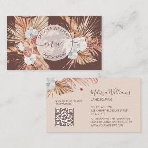 Carte De Visite Logo aquarelle herbe des Pampas terracotta Boho