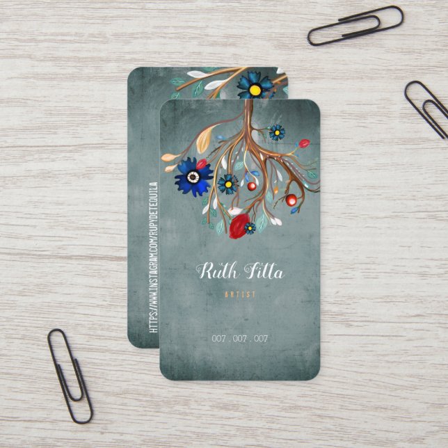 CARTE DE VISITE LOGO ARBRE FACEBOOK ET ETSY FAIT M (Devant/Arrière en situation)